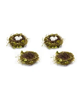 Slickblue Natural Twig Bird Nest With Speckled Egg Accent (Set of