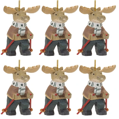 Slickblue Moose On Skis Ornament (Set of 6)