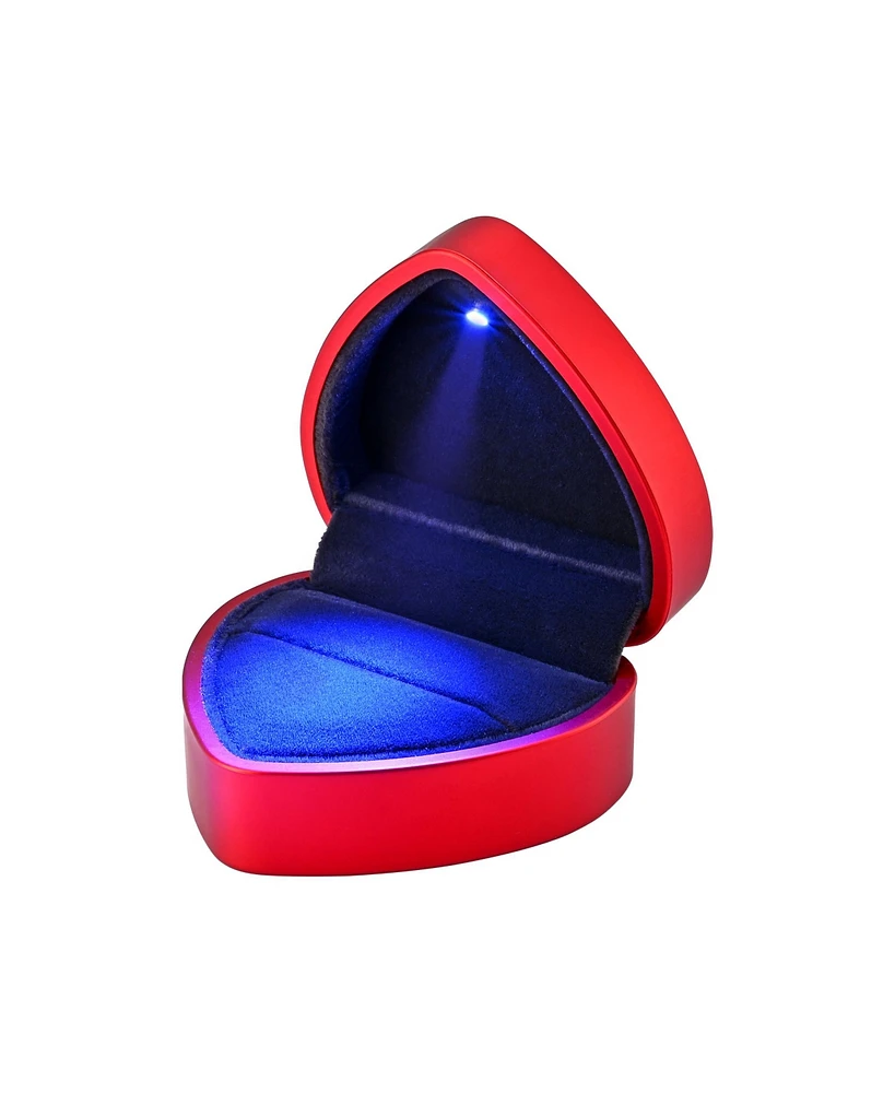 Yescom Heart Shape Led Lighting Ring Box Jewelry Wedding Engagement Proposal Case Red