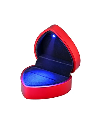 Heart Shape Led Lighting Ring Box Jewelry Wedding Engagement Proposal Case Red