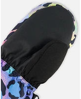 Deux par Deux Girl Technical Mittens Printed Rainbow Leopard - Toddler|Child