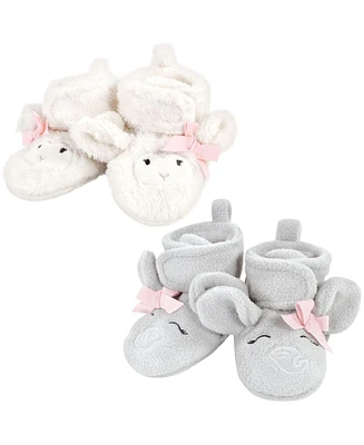 Hudson Baby Girls Animal Fleece Booties 2-Pack, Months