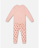 Deux par Big Girls Organic Cotton Two Piece Pajama Set Pink Christmas Cookies