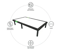 Cariloha Foundation Mattress Base | Twin Extra Long | 6" X 9" X 12" White | Viscose Material | Adjustable Height, Replaces Existing Box Spring