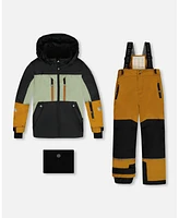 Deux par Big Boys Two Piece Technical Snowsuit Colorblock Black, Sage And Spice