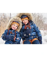 Deux par Baby Boy One Piece Snowsuit Navy Printed Mountains Animals Designed For Car Seat - Infant|Toddler