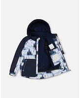 Deux par Big Boys Two Piece Snowsuit Navy Blue Watercolor Pine Print