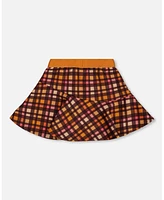 Deux par Big Girls Milano Skirt Plaid Magenta And Brown