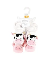 Hudson Baby Girls Cozy Fleece Booties, Cow Pig, 0-6 Months