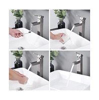 Aquaterior 1 Hole Bathroom Faucet Cold & Hot Water for Countertop Vessel Sink Nickel Diy