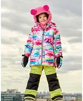 Deux par Big Girls Two Piece Snowsuit Printed Bubbles And Lime