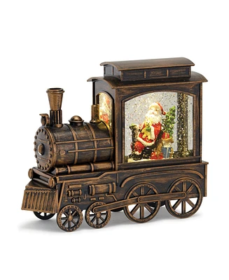 Slickblue Led Snow Globe Train With Santa Figure 9"l