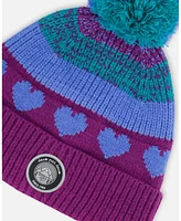 Deux par Deux Girl Pompom Knit Hat Gradient Mauve - Toddler|Child