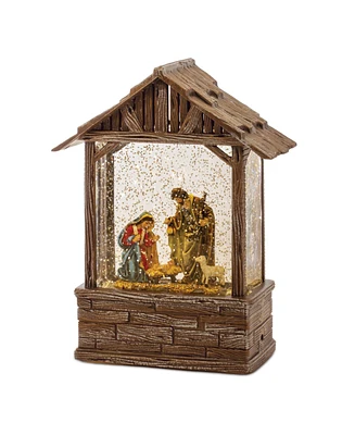 Slickblue Led Nativity Scene Snow Globe Barn 8.25" Height