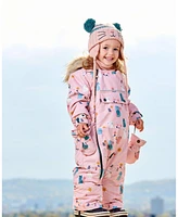 Deux par Baby Girls One Piece Snowsuit Light Pink Printed Cats Designed For Car Seat - Infant|Toddler