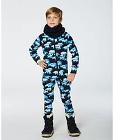 Deux par Deux Big Boys One Piece Thermal Underwear Black Printed Polar Bears