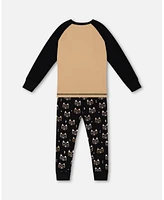 Deux par Toddler Boys Organic Cotton Two Piece Pajama Set Black Printed Fox - Toddler|Child