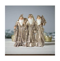 Slickblue Stone Woodland Santa With Gold Finish (Set of 3)