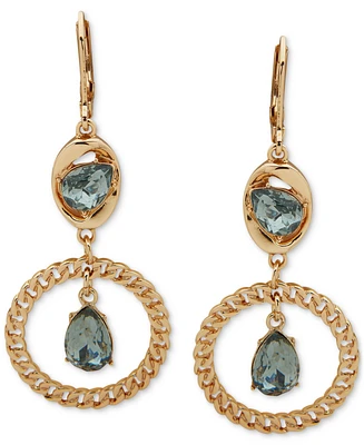 Karl Lagerfeld Paris Gold-Tone Mixed Stone Curb Chain Double Drop Earrings