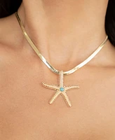Ettika Turquoise Starfish Pendant Herringbone Chain Necklace