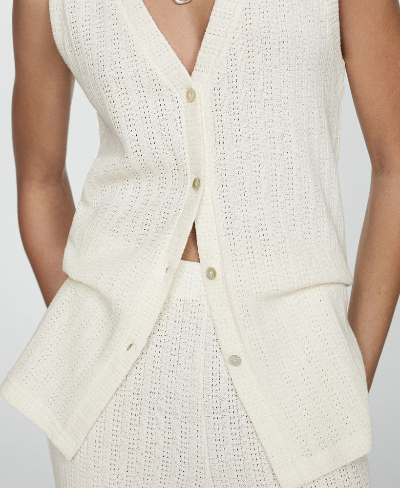 Mango Women's Crochet Knitted Vest