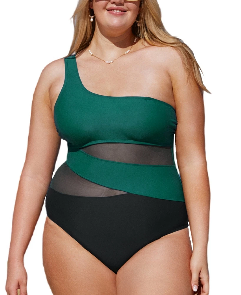 Cupshe Plus Colorblock Multi-Way Tummy Control One-Piece