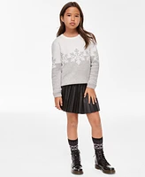 Holiday Lane Big & Little Girls Snowflake Crewneck Sweater, Created for Macy's