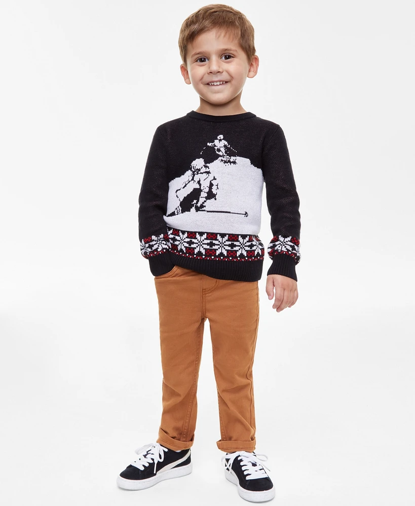 Holiday Lane Toddler Boys Skier Crewneck Sweater, Created for Macy's