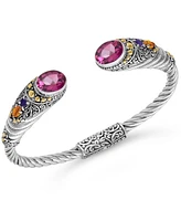 Devata Pink Topaz & Bali Jimbaran Cuff Bracelet in Sterling Silver and 18K Gold