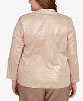 Alfred Dunner Plus Emerald Isle Shimmer Faux Leather Jacket