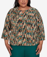 Alfred Dunner Plus Emerald Isle Chenille Vertical Texture Top