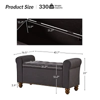 Hulala Home Transitional Carmen 43.7" Wide Storage Bench with Sturdy Wood Legs