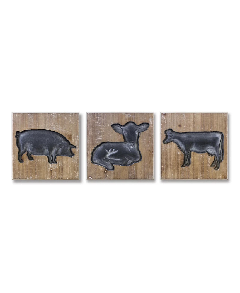 Slickblue Charming Mdf Animal Plaques Wall Decor (Set of 3)