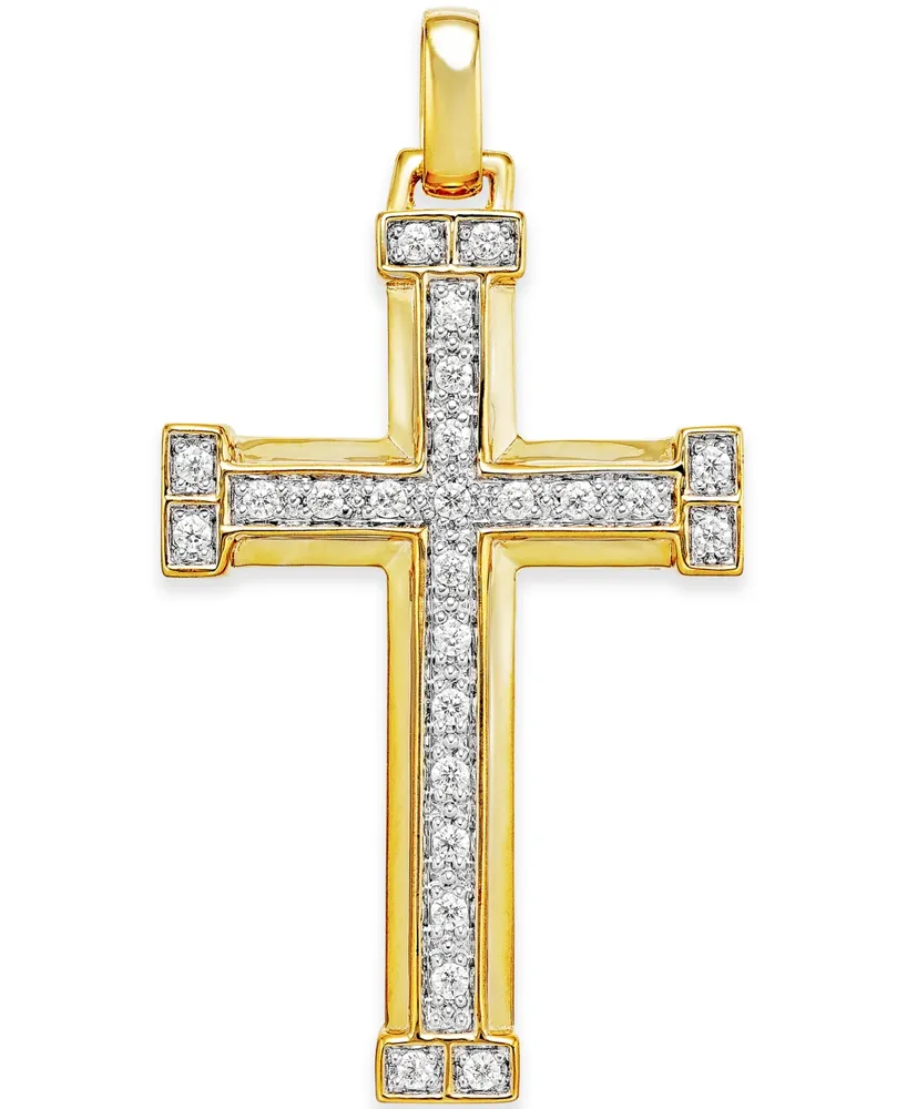 Men's Diamond Cross Pendant (3/8 ct. t.w.) in 10k Gold