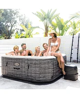 Intex PureSpa Plus 6 Person Inflatable Square Hot Tub w/ 170 AirJets, Greystone