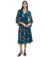 Calvin Klein Women's Printed Long-Sleeve A-Line Dress