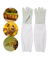 Yescom 1 Pair of Beekeeping Protective Gloves Goatskin Vented Cotton Long Sleeves Elastic Cuff Xl