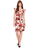 London Times Petite Printed Scuba A-Line Dress