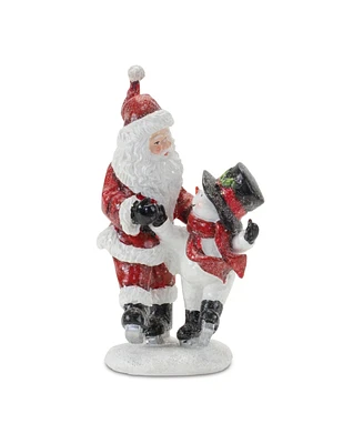 Slickblue Skating Santa And Snowman Figurine (Set of 2)