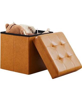 Ornavo Home Faux Leather Square Storage Ottoman