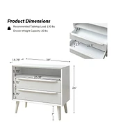 Hulala Home Kay Mid-century Modern 2 - Drawer Nightstand with Built-In Outlets