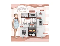 Slickblue Kids Kitchen Playset with Realistic Sounds and Lights-White