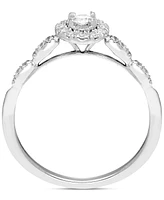 Diamond Halo Engagement Ring (1/4 ct. t.w.) in 14k White Gold