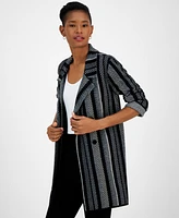 Kasper Women's Striped Faux-Button Cardigan