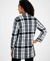 Kasper Women's Plaid Faux-Button Cardigan