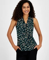 Kasper Women's Printed Twisted-v-Neck Sleeveless Top