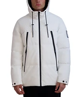 Karl Lagerfeld Men's Hooded Puffer with Elongated Zipper Pockets