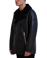 Karl Lagerfeld Men's Faux-Shearling Double-Breasted Car Coat