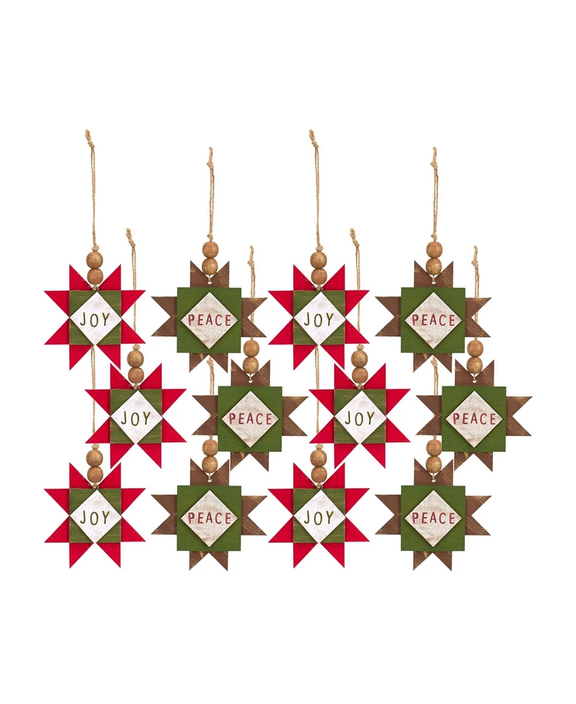 Slickblue Joy and Peace Star Ornament (Set of 12)