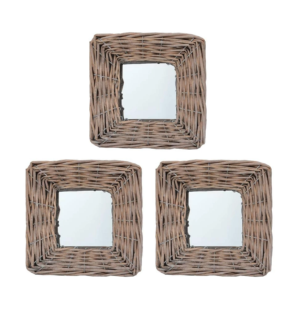 vidaXL Mirrors 3 pcs 5.9"x5.9" Wicker